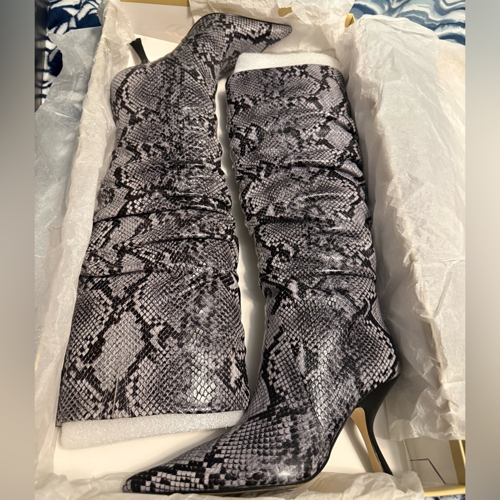 Michael Kors Black and Gray Heeled Boots